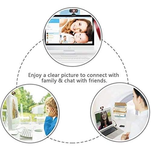  [아마존베스트]HD Webcam, EIVOTOR PC Webcam 720P USB Mini Computer Camera Built-in Mic, Flexible Rotatable Clip, for Laptops and Desktop, Black