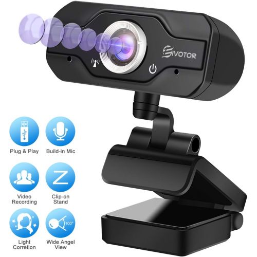  [아마존베스트]HD Webcam, EIVOTOR PC Webcam 720P USB Mini Computer Camera Built-in Mic, Flexible Rotatable Clip, for Laptops and Desktop, Black