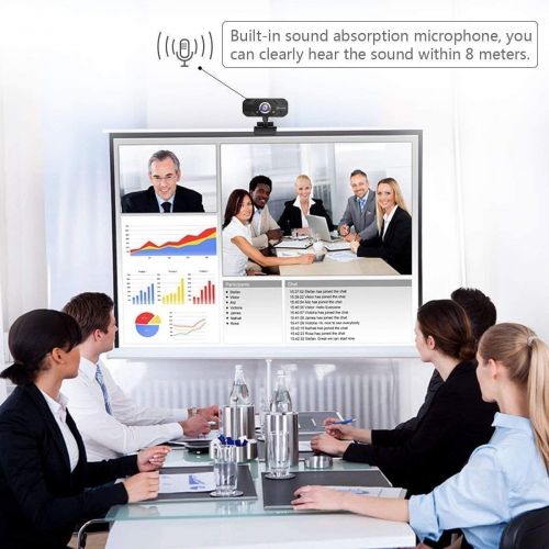  [아마존베스트]HD Webcam, EIVOTOR PC Webcam 720P USB Mini Computer Camera Built-in Mic, Flexible Rotatable Clip, for Laptops and Desktop, Black