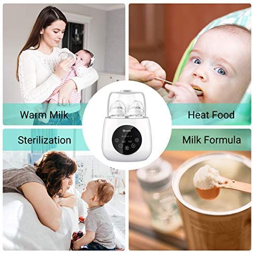  EIVOTOR 6 in 1 Flaschenwarmer Baby Bottle Warmer Babykostwarmer Doppelt Dampfsterilisator Flaschen Sterilisator Milchwarmer mit Timer, Warmhaltefunktion, Auftauen fuer Babyflaschen