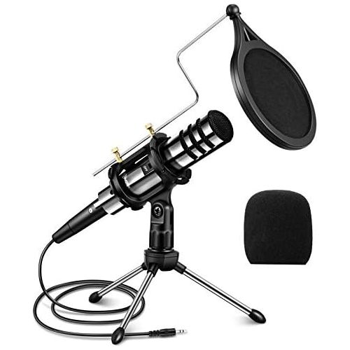  [아마존베스트]Recording Microphone, EIVOTOR 3.5mm Condenser Microphone Plug and Play, PC Microphone with Filter Suitable for Podcasting, Voice Recording, Skype, YouTube, Games, Laptop, Computer,
