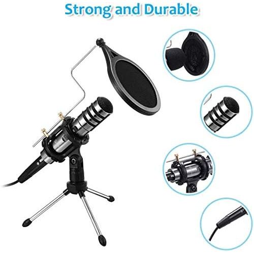  [아마존베스트]Recording Microphone, EIVOTOR 3.5mm Condenser Microphone Plug and Play, PC Microphone with Filter Suitable for Podcasting, Voice Recording, Skype, YouTube, Games, Laptop, Computer,