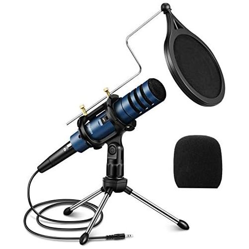  [아마존베스트]EIVOTOR Condenser Microphone, 3.5mm PC Microphone Plug & Play Recording Microphone with Anti Slip Mic Stand Dual-Layer Pop Filter Computer Microphone for Gaming Podcasting Live Str