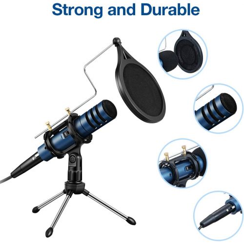  [아마존베스트]EIVOTOR Condenser Microphone, 3.5mm PC Microphone Plug & Play Recording Microphone with Anti Slip Mic Stand Dual-Layer Pop Filter Computer Microphone for Gaming Podcasting Live Str