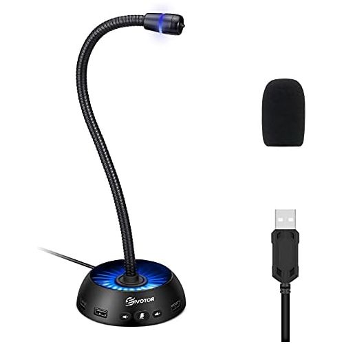  [아마존베스트]EIVOTOR USB PC Microphone Computer Microphone Desktop Microphone Condenser Microphone Recording Microphone with Tripod Volume Control Plug & Play Laptop Micros for Gaming Streaming