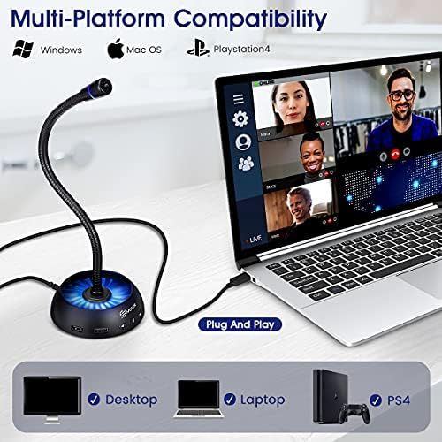  [아마존베스트]EIVOTOR USB PC Microphone Computer Microphone Desktop Microphone Condenser Microphone Recording Microphone with Tripod Volume Control Plug & Play Laptop Micros for Gaming Streaming