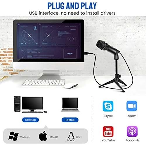  [아마존베스트]EIVOTOR PC USB Mikrofon Desktop Computer Microphone mit Verstellbares Stativ Plug & Play Aufnahme Mikrofon Laptop Mikros fuer Prasentationen,Discord,Youtube,Skype,Podcast,Konferenz,