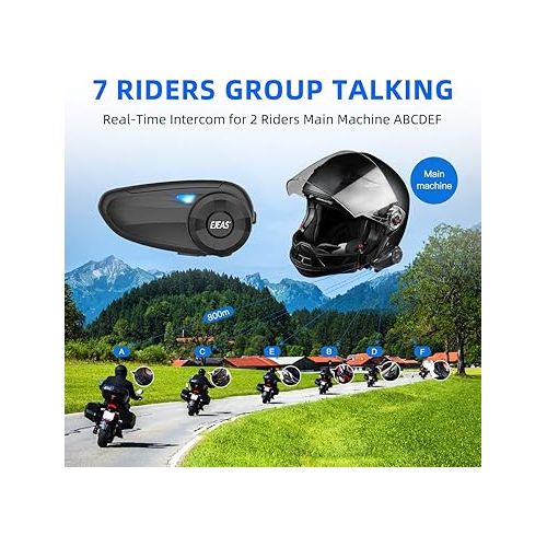  EJEAS Motorcycle Bluetooth Intercom with FM Radio, Q7 5.0 Bluetooth Motorcycle Helmet Bluetooth Headset Communication with Noise Cancellation Up to 7 Riders with Noise Cancellation, FM, Waterproof