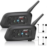 EJEAS Motorcycle Helmet Bluetooth Headset V6 Pro, 2-Way 1200M Motorbike Helmet Intercom Communication System for Ski/ATV/Dirt Motorbike/Off Road for Full-face Helmet Flip-up Helmets(2 Pack)