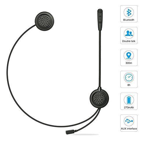  EJEAS Bluetooth Motorcycle Headset Helmet Intercom Headphones Communication with AUX Input 2 Riders 300M Realtime