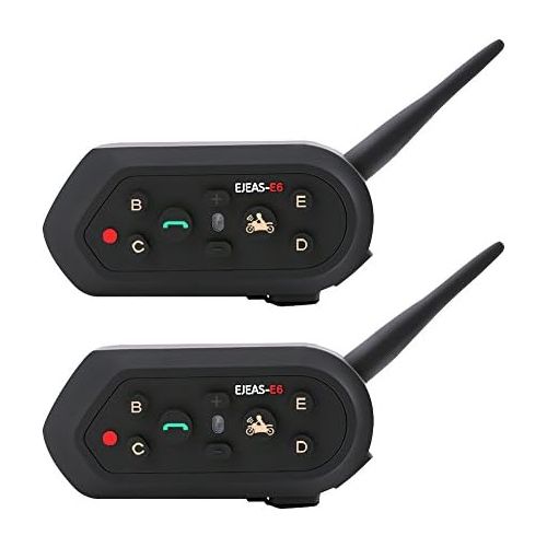  EJEAS 2pcs E6 Bluetooth Motorcycle Helmet Intercom Headset 1200M Wireless Motorbike Snowmobile Skiing Walkie-Talkie Waterproff BT Interphone Headphone System 6 Riders