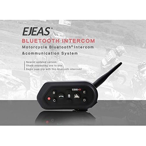  EJEAS 2pcs E6 Bluetooth Motorcycle Helmet Intercom Headset 1200M Wireless Motorbike Snowmobile Skiing Walkie-Talkie Waterproff BT Interphone Headphone System 6 Riders