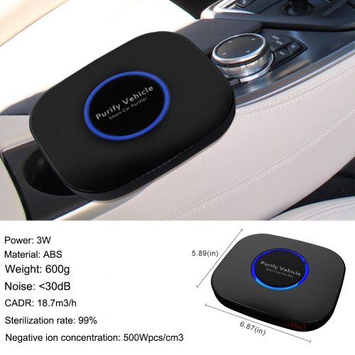  EJEAS Car Air Purifier True HEPA Portable Freshener Cleaner to Remove Allergies, Smoke, Mold, Dust,Pet Smell and Germs in Car, Bedroom and Other Small Room with Cigarette Adapter (