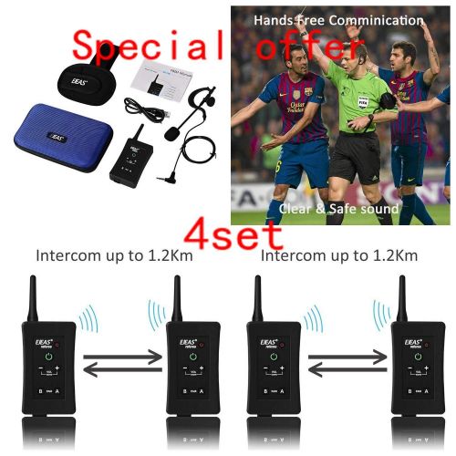  EJEAS 4XFBI /Tour Guide Referee Dedicated 4 Person Real-time Bluetooth intercom, 4 intercom, Bluetooth intercom/Multiplayer intercom/FBI/Football Referee walkie Talkie