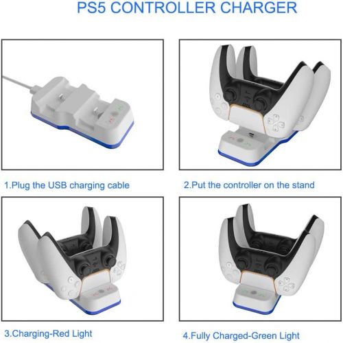  [아마존베스트]EJGAME Playstation 5 Controller Charging Dock Station.Dual USB Fast Charging Station & LED Indicator for PS5 Controller