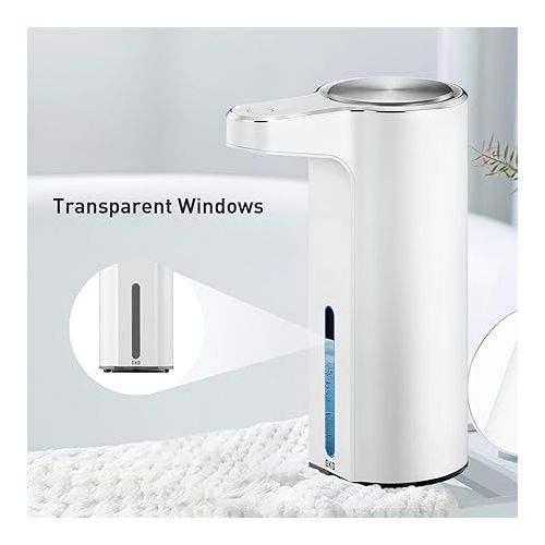  EKO Aroma Touchless Automatic Soap Dispenser for Bathroom and Kitchen, Liquid Hand Soap Dispenser, Water-Resistant and Rechargeable, 9 fl oz (White)