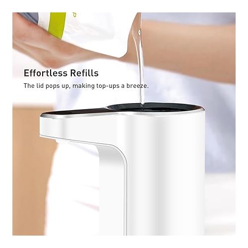  EKO Aroma Touchless Automatic Soap Dispenser for Bathroom and Kitchen, Liquid Hand Soap Dispenser, Water-Resistant and Rechargeable, 9 fl oz (White)