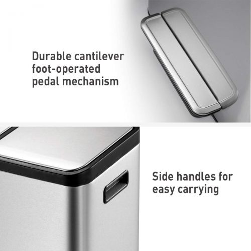  EKO Dual Compartment Stainless Steel Recycle Step Trash Can, (30L+15L)