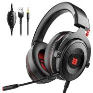 [아마존 핫딜]  [아마존핫딜]EKSA Gaming Headset PS4, Virtual 7.1 & 3.5 mm Surround Sound 2 in 1 Wired Gaming Headphones with Detachable Microphone, LED Light, Headphones for Laptop, PS4, Xbox one, PC, Smartph