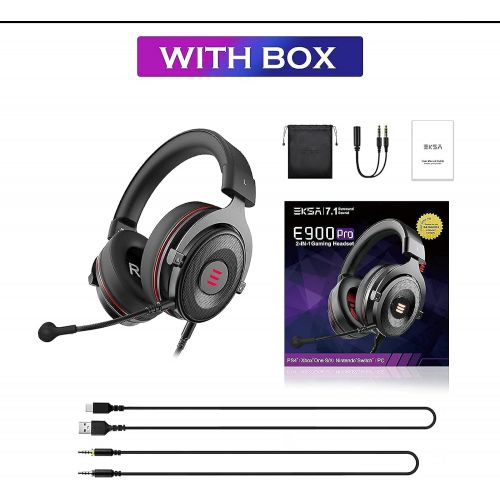  EKSA E900 Wired Gaming Headset with Microphone - PS4 Headset with Detachable Noise Cancelling Mic - 7.1 Surround Sound - Over Ear Headphones Compatible with PC, PS4, PS5, Xbox One,