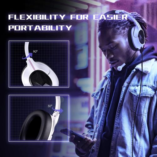  EKSA Ultralight Gaming Headset with Microphone for Xbox PS4 PS5 PC, Computer Headset with Noise Cancelling Mic, Wired Headphones for Laptop NES Games Mobile Devices