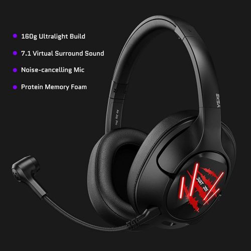  [아마존베스트]EKSA Gaming Headset for PC PS4 Xbox One, Over-Ear Gaming Headphones Virtual 7.1Surround Sound with Removable Noise Cancelling Microphone for Laptop, Mac Computer, E3 Air Joy Pro