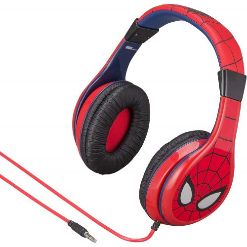  EKids Spiderman Kids Headphones, Adjustable Headband, Stereo Sound, 3.5Mm Jack, Wired Headphones for Kids, Tangle-Free, Volume Control, Foldable, Childrens Headphones Over Ear for School