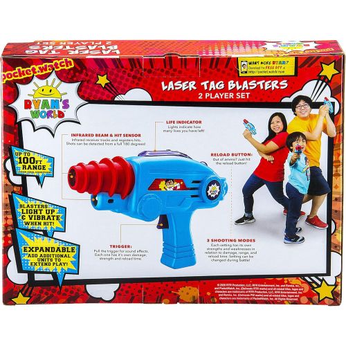  EKids Ryans World Laser Tag for Kids, Toy Gun Blasters Lights Up and Vibrates, Infrared Laser Battle Games Gift, Indoor Outdoor Toys for Kids Boys Girls Ages 3+, 2 Pack Set, Add Multiple