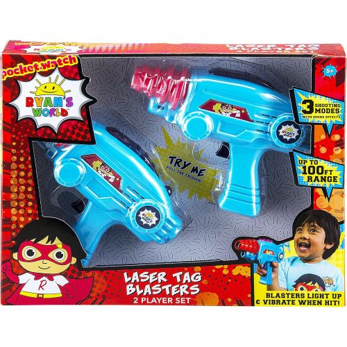  EKids Ryans World Laser Tag for Kids, Toy Gun Blasters Lights Up and Vibrates, Infrared Laser Battle Games Gift, Indoor Outdoor Toys for Kids Boys Girls Ages 3+, 2 Pack Set, Add Multiple