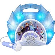 ekids Disney Frozen Sing Along Boom box Speaker with Microphone For Fans of Frozen Toys For Girls, Kids Karaoke Machine with Built in Music and Flashing Lights