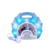 eKids Frozen Sing Along Boom Box Speaker with Microphone for Fans of Frozen Toys for Girls, Kids Karaoke Machine with Built in Music and Flashing Lights , Blue