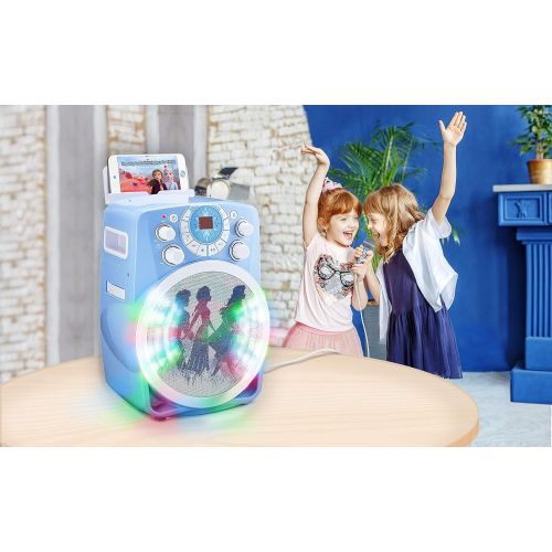  eKids Frozen 2 Bluetooth CDG Karaoke Machine with LED Disco Party Lights, Built in Microphone for Kids, Portable Bluetooth Speaker, Compatible with CDG Disks, MP3 & TV