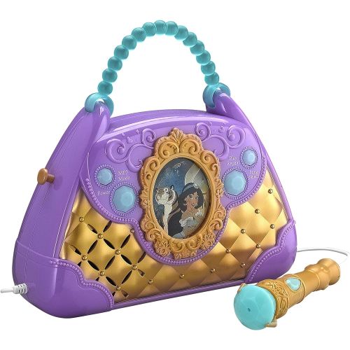  eKids Disney Aladdin Sing Along Boombox with Real Working Microphone Built in Music and Can Connect to MP3 Player, Purple