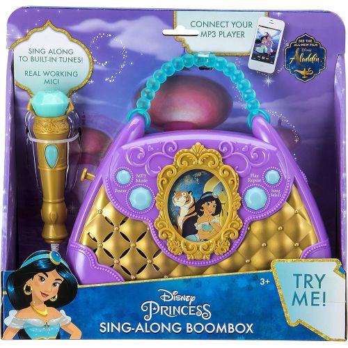  eKids Disney Aladdin Sing Along Boombox with Real Working Microphone Built in Music and Can Connect to MP3 Player, Purple