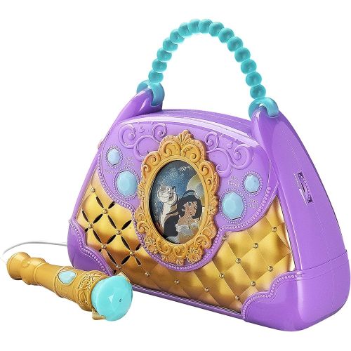  eKids Disney Aladdin Sing Along Boombox with Real Working Microphone Built in Music and Can Connect to MP3 Player, Purple