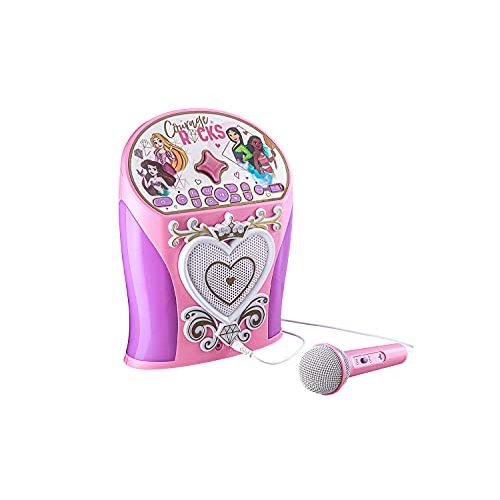  eKids Disney Princess Karaoke Machine, Bluetooth Speaker with Microphone for Kids, Speaker with USB Port to Play Music, Easily Access Disney Karaoke Playlists with New EZ Link Feat