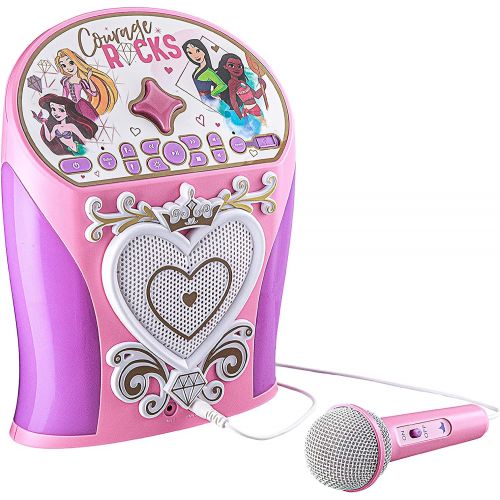  eKids Disney Princess Karaoke Machine, Bluetooth Speaker with Microphone for Kids, Speaker with USB Port to Play Music, Easily Access Disney Karaoke Playlists with New EZ Link Feat