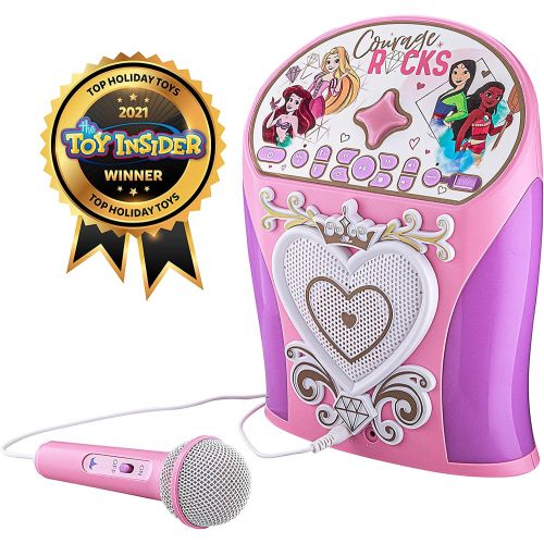  eKids Disney Princess Karaoke Machine, Bluetooth Speaker with Microphone for Kids, Speaker with USB Port to Play Music, Easily Access Disney Karaoke Playlists with New EZ Link Feat