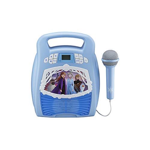  eKids Frozen 2 Bluetooth Portable MP3 Karaoke Machine Player with Light Show and Recording Feature Store Hours of Music with Built in Memory Sing Along Using The Real Working Mic