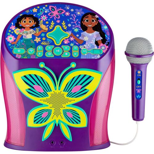  eKids Disney Encanto Karaoke Machine, Bluetooth Speaker with Microphone for Kids, Speaker with USB Port to Play Music, Easily Access Disney Playlists with New EZ Link Feature