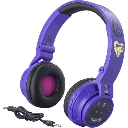  eKids Descendants Kids Bluetooth Headphones for Kids Wireless Rechargeable Foldable Bluetooth Headphones with Microphone Kid Friendly Sound and Bonus Detachable Cord, DE-B50v9M