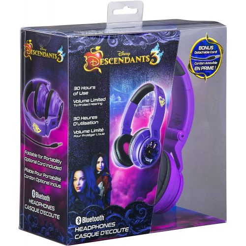  eKids Descendants Kids Bluetooth Headphones for Kids Wireless Rechargeable Foldable Bluetooth Headphones with Microphone Kid Friendly Sound and Bonus Detachable Cord, DE-B50v9M