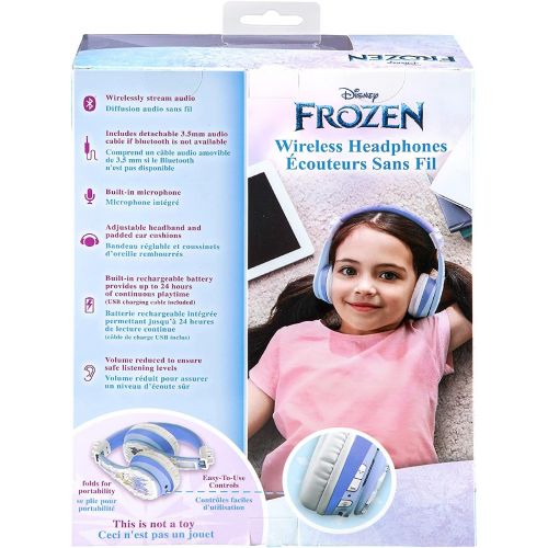  [아마존베스트]eKids Disney Frozen 2 Wireless Bluetooth Portable Kids Headphones with Microphone, Anna & Elsa Volume Reduced to Protect Hearing Stream Disney Plus, Adjustable Kids Headband for Sc