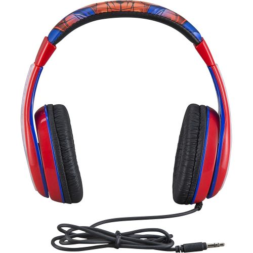  [아마존베스트]EKids Spider Man Kids Headphones, Adjustable Headband, Stereo Sound, 3.5Mm Jack, Wired Headphones for Kids, Tangle-Free, Volume Control, Foldable, Childrens Headphones Over Ear for Schoo