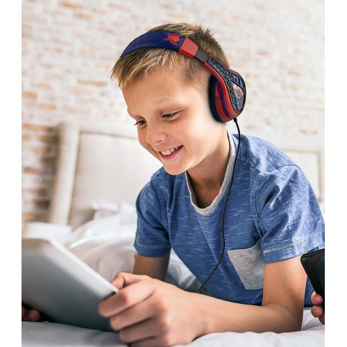  [아마존베스트]EKids Spider Man Kids Headphones, Adjustable Headband, Stereo Sound, 3.5Mm Jack, Wired Headphones for Kids, Tangle-Free, Volume Control, Foldable, Childrens Headphones Over Ear for Schoo