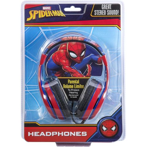  [아마존베스트]EKids Spider Man Kids Headphones, Adjustable Headband, Stereo Sound, 3.5Mm Jack, Wired Headphones for Kids, Tangle-Free, Volume Control, Foldable, Childrens Headphones Over Ear for Schoo