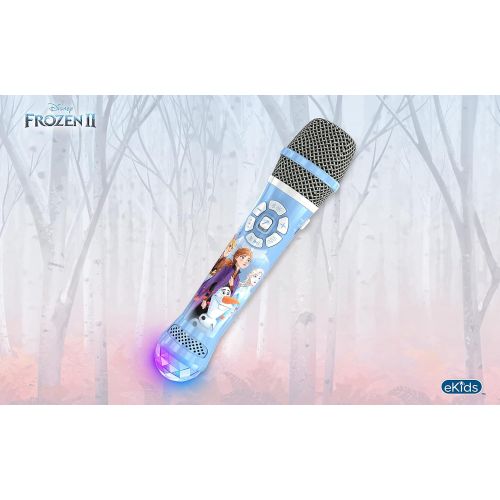  [아마존베스트]eKids Disney Frozen 2 Bluetooth Karaoke Microphone with LED Disco Party Lights, Portable Bluetooth Speaker Compatible with Siri Google Assistant