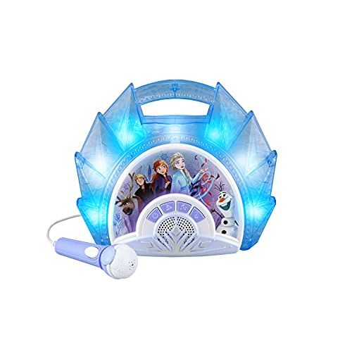  [아마존베스트]EKids Frozen 2 Sing Along Boombox with Microphone, Built in Music, Flashing Lights, Real Working Mic for Kids Karaoke Machine, Connects Mp3 Player Aux in Audio Device (115)