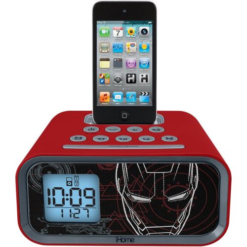  EKids Iron Man Dual Alarm Clock and 30 pin iPod Speaker Dock (MR-H22)