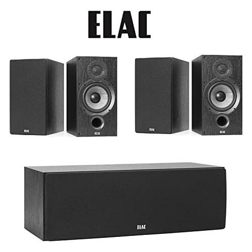  Elac (2 Pairs) B6.2 Debut 2.0 Bookshelf Speakers Debut C6.2 Aramid-Fiber Center-Channel Speaker Bundle